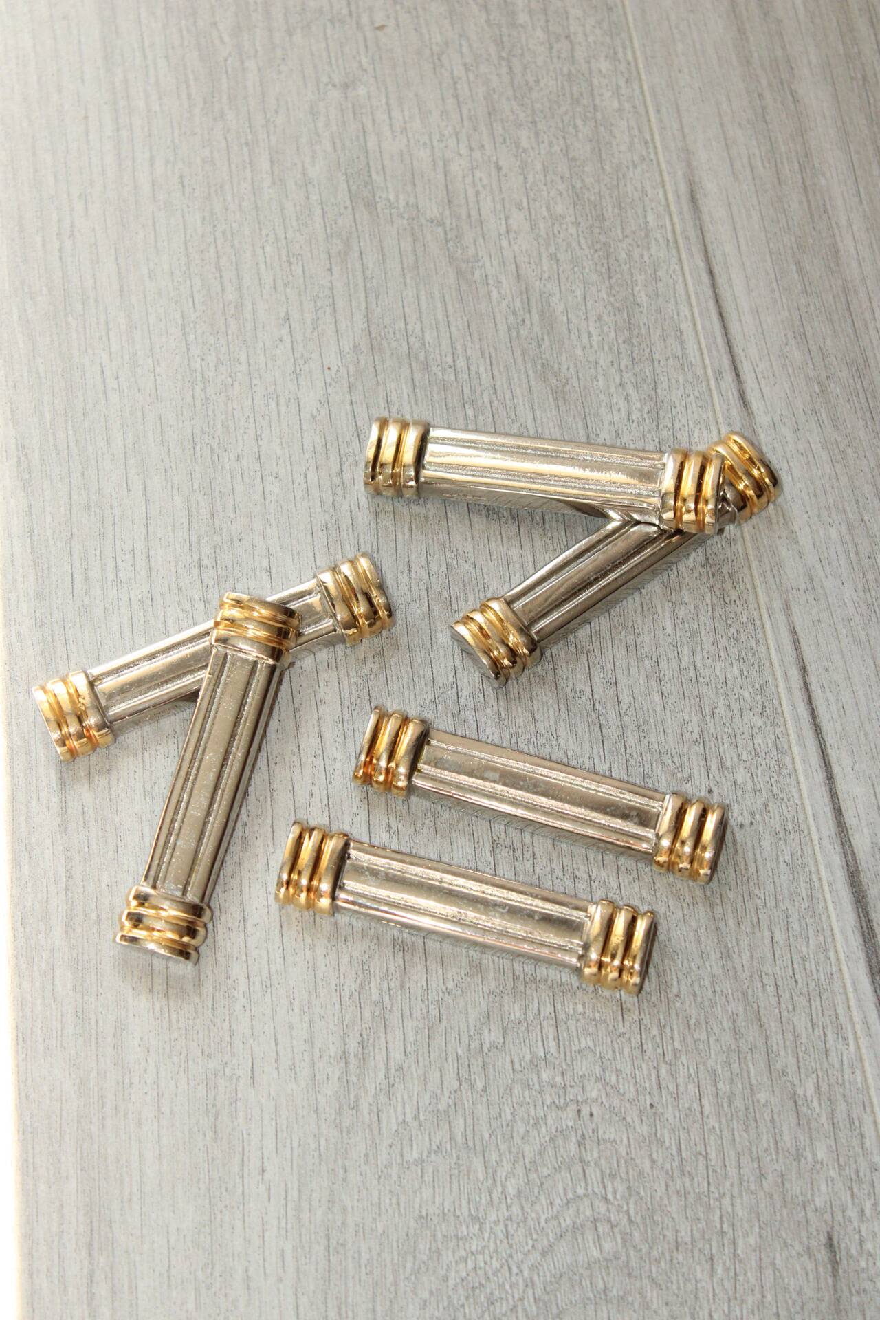 Vintage ribbed silver-plated knife rests Lancel Paris x 6