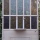 Workshop door 258.4x98.5cm in iron and colored cathedral glass