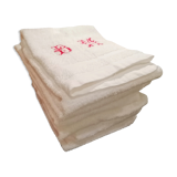 Set of 6 white embroidered terry towels 1930.1950