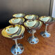 Silver-plated metal wine glasses on stems from the 1970s.