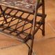 Rattan magazine rack, shelf with ceramic tiles R. Capron