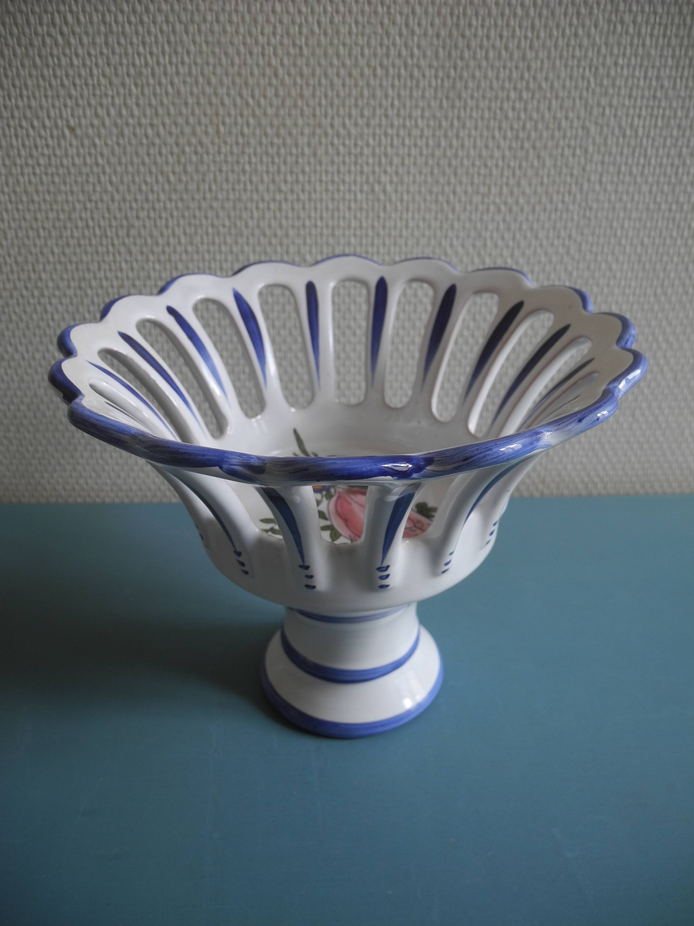Vintage earthenware cup roullet renoleau charente antique faience cup