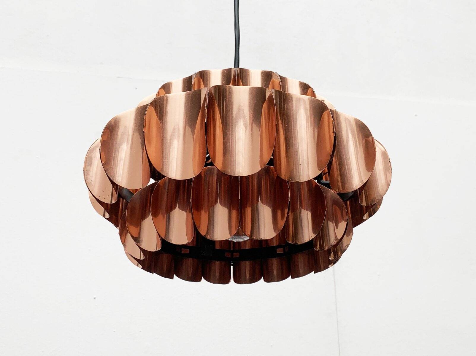 Copper pendant lamp Swiss type 810 modern mid-century by Hans Zender for Temde