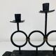 Vintage Brutalist Wrought Iron Triple Candle Holder