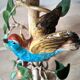 Painted metal candle holder lamp - wrought iron fruit and bird lamp base