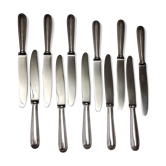 set of 12 Christofle dessert knives model "pearls" in silver metal from the 60s