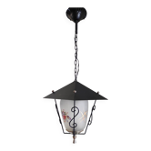 Suspension lanterne en métal, laiton et verre - années 50/60