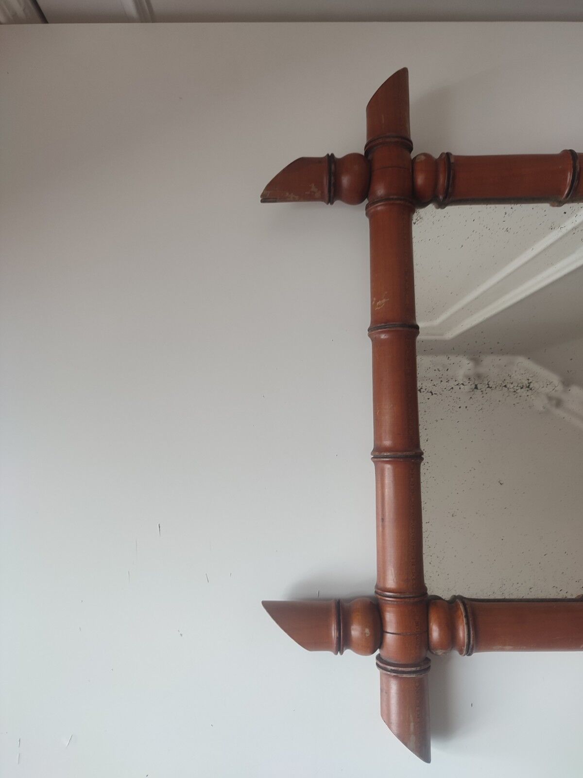 Vintage bamboo wood mirror