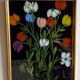 Old painting, still life with tulips, 20th century