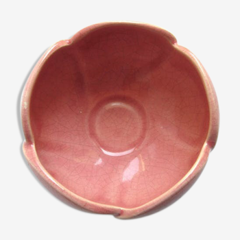 Charolles art deco bowl or cup, pink ceramic, forming a flower with 5 petals