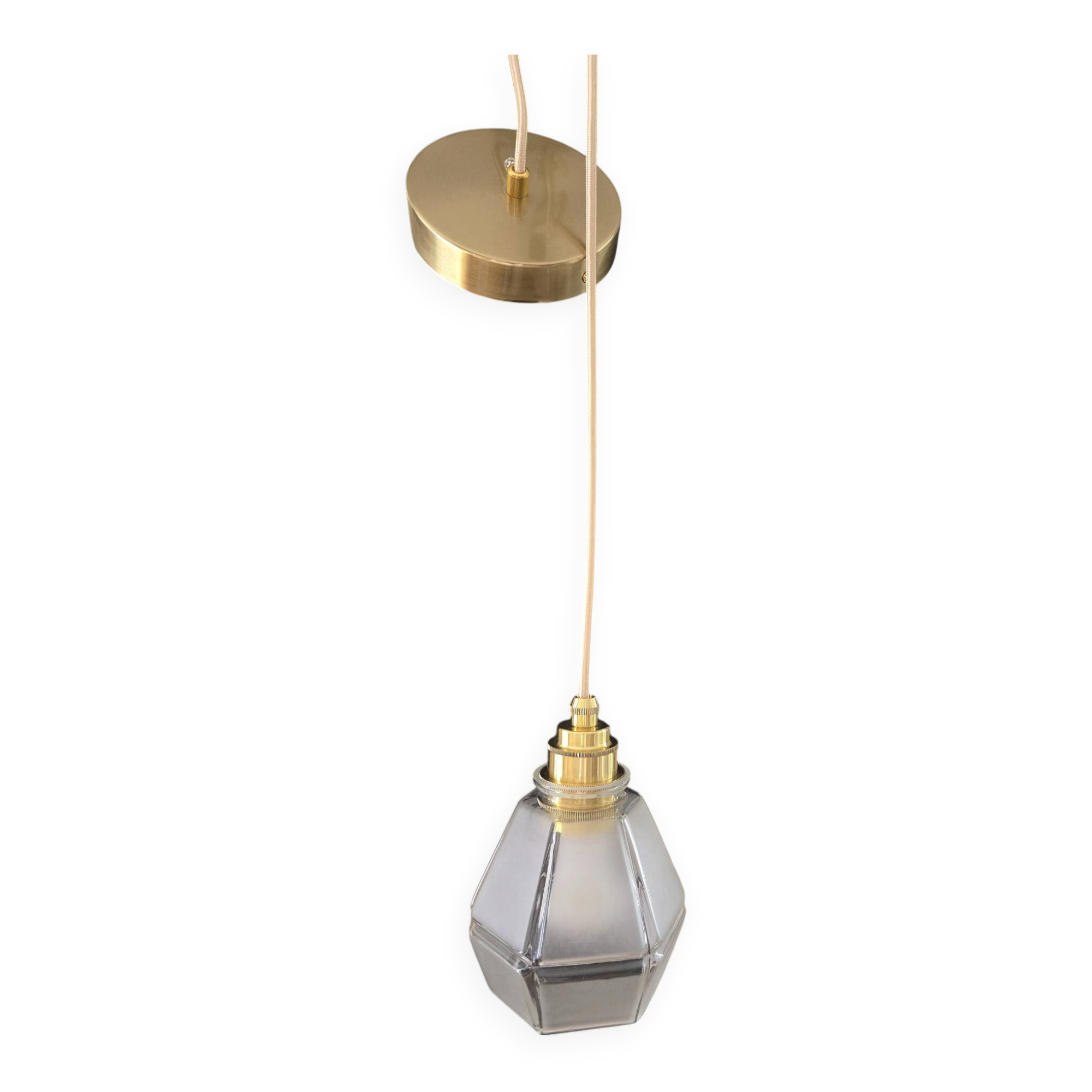 Frosted glass hexagonal suspension globe Art Deco