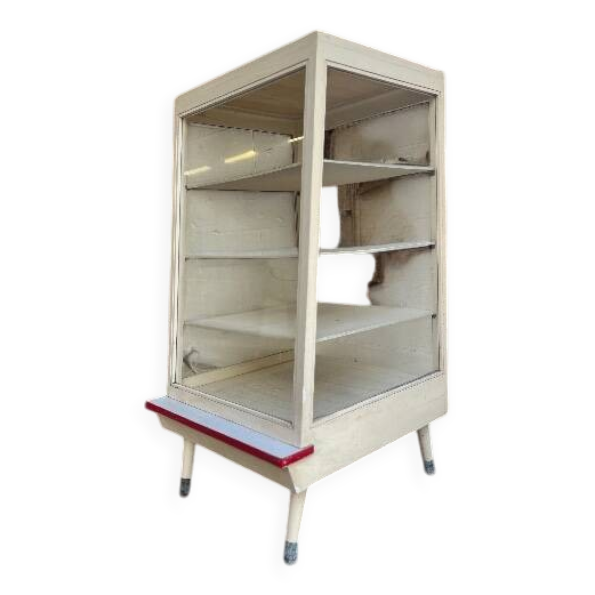 Vintage wooden shop counter, display case, shelf