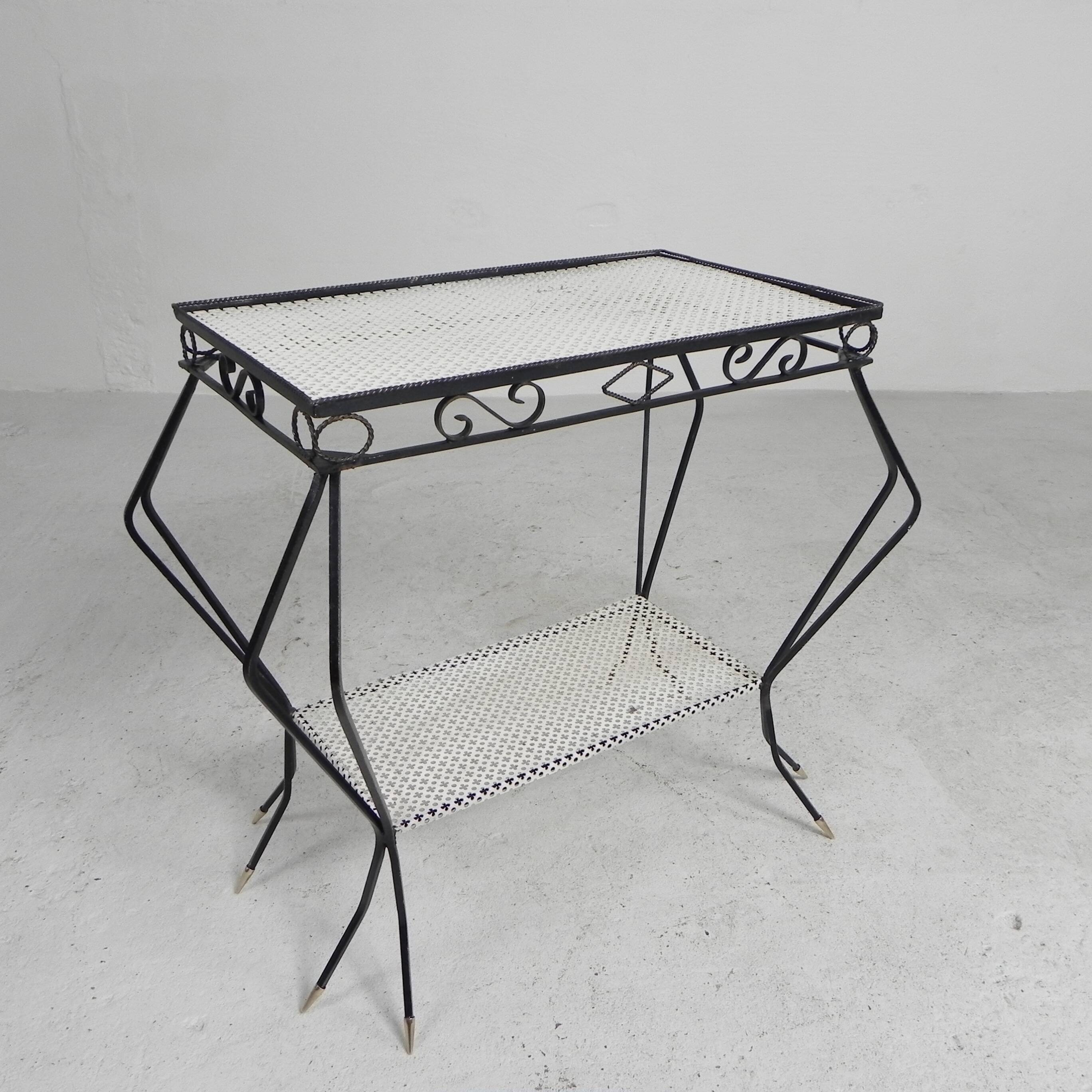 Vintage sculptural steel, (Mategot style) side table, 1950s