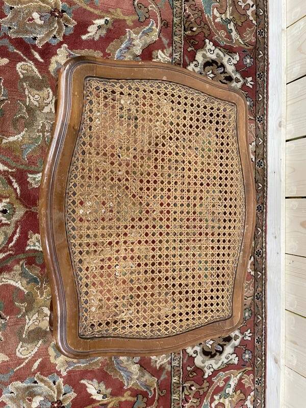 Tabouret bas ou repose pied de style Louis XV en cannage