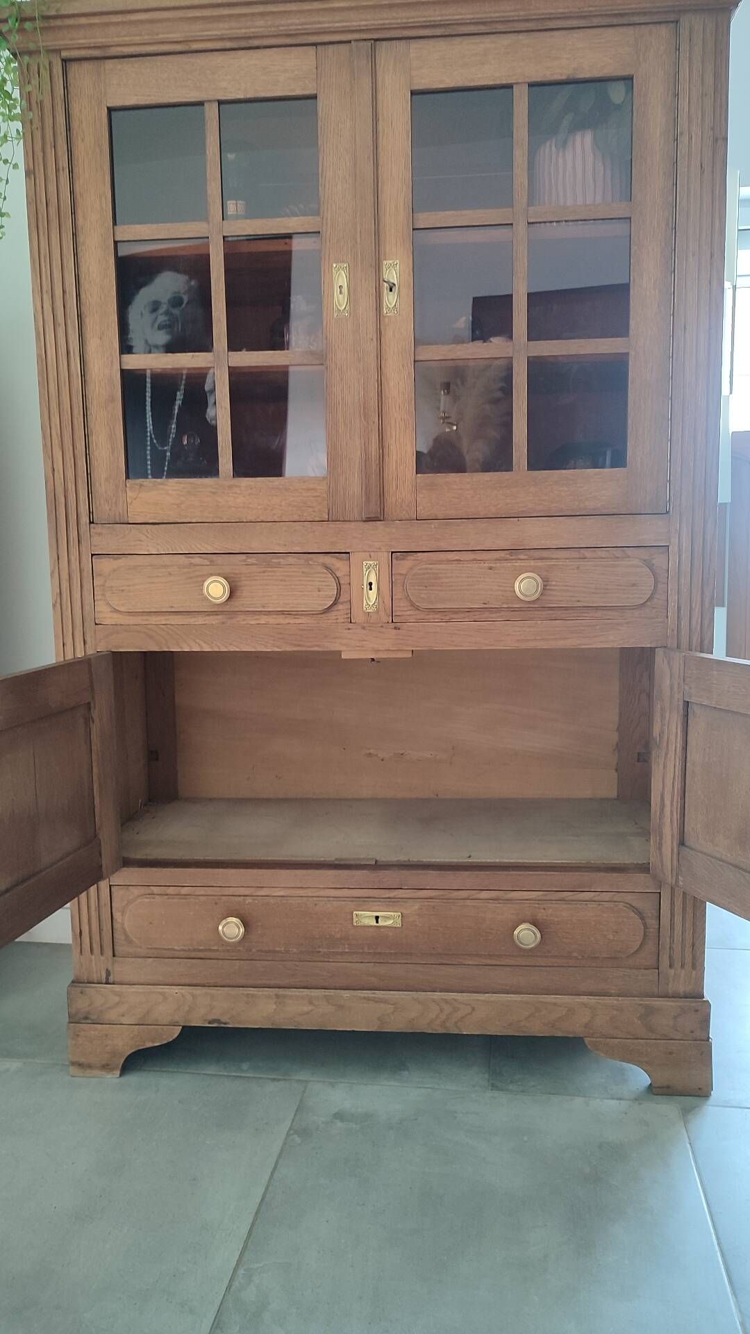 Vintage oak display cabinet