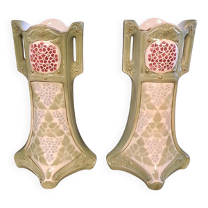 Ensemble de 2 vases Barbotine