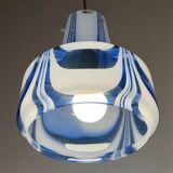 Vintage 1970s Italian Murano suspension light in ribbed glass.