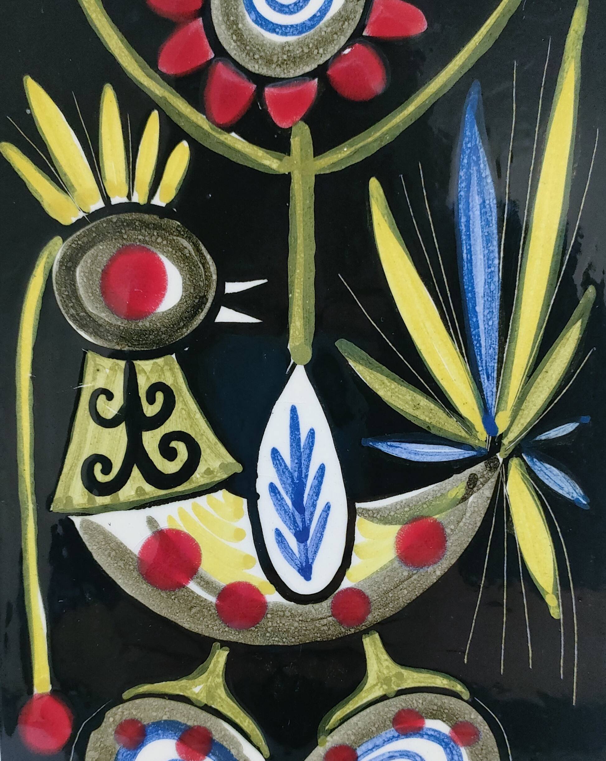 Ceramic wall plaque with bird decor by Dodik