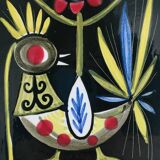 Ceramic wall plaque with bird decor by Dodik