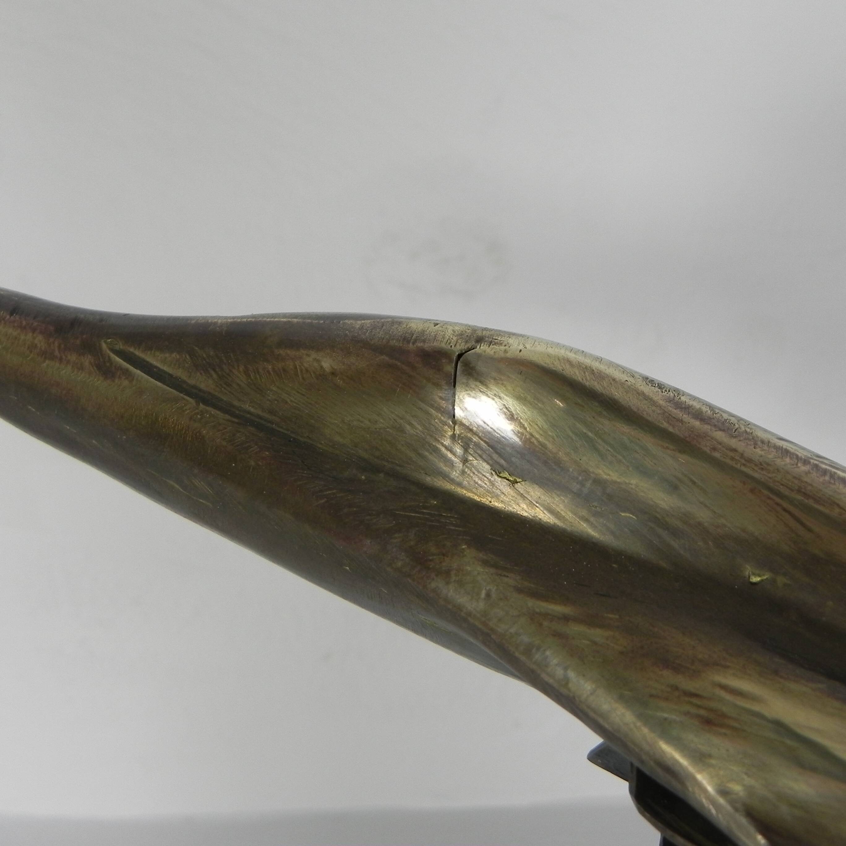 Sculpture en laiton d'un avion de chasse par François Melin