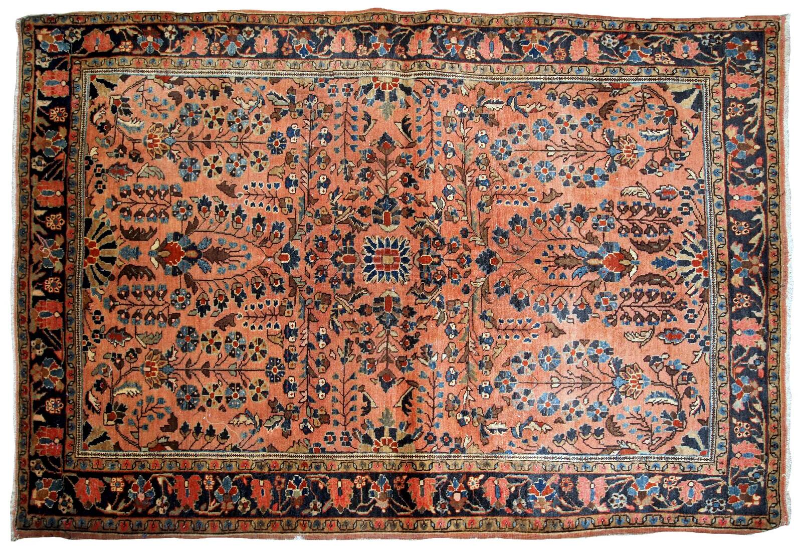 Handmade antique Persian Sarouk rug 3.1' x 5.2' (94cm x 158cm) 1920s
