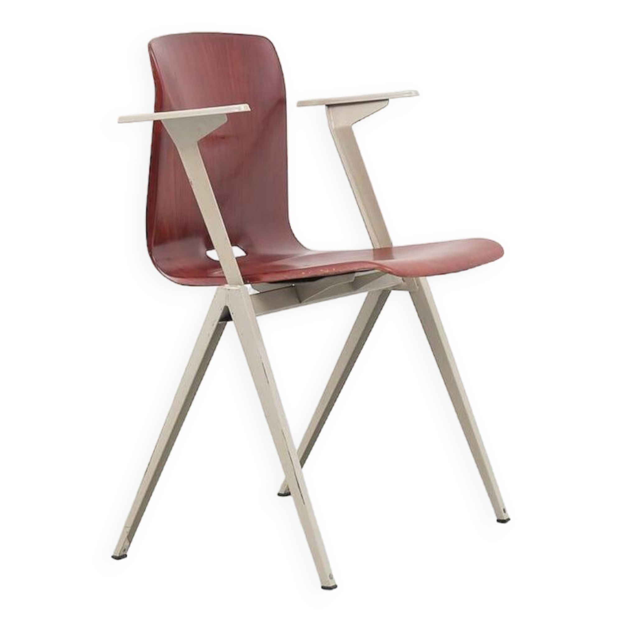 Vintage Galvanitas S22 Mahogany and Beige Chair with Armrests