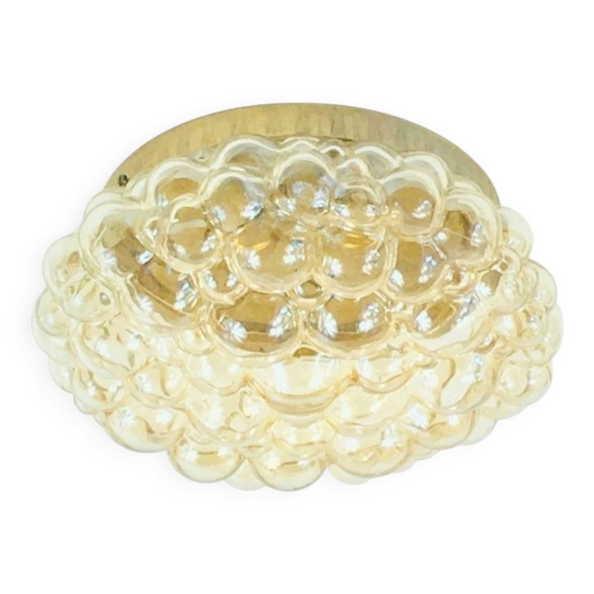 Large Mid-Century Amber Bubble Glass Ceiling Light by Helena Tynell, 1960s