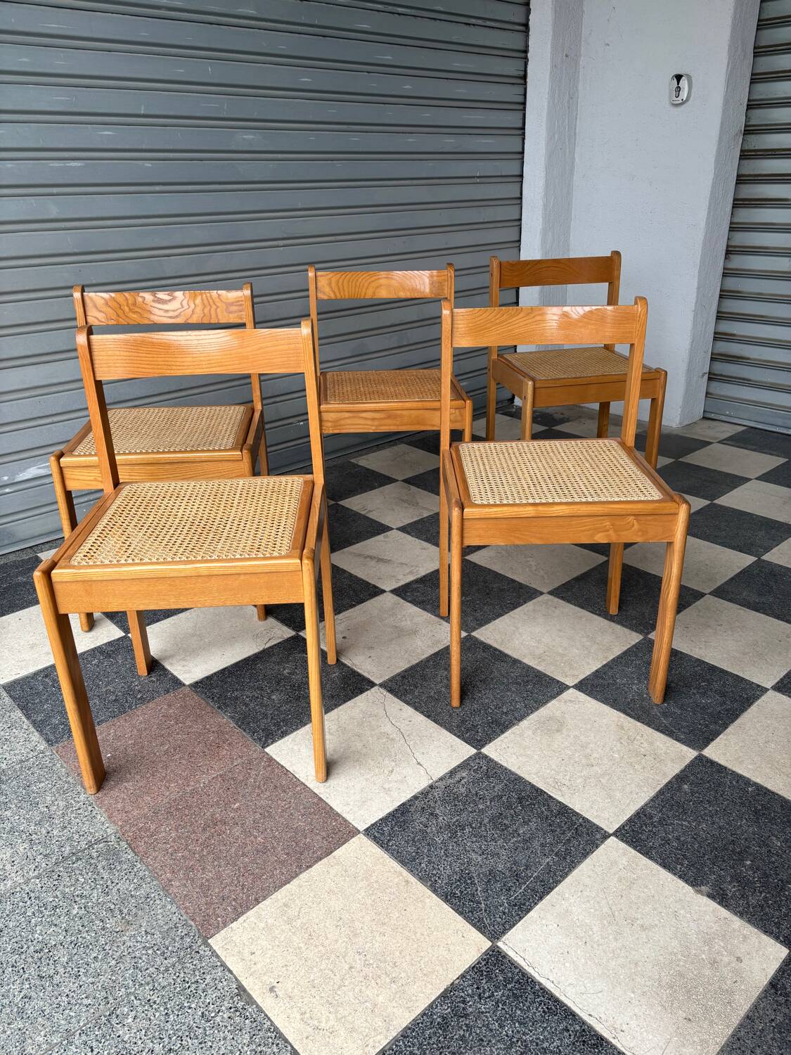 Set of 5 cane chairs