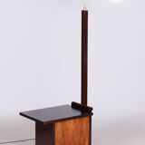 Lampadaire ArtDéco restauré, J. Halabala, noyer, chrome, verre, Tchéquie, années 1930