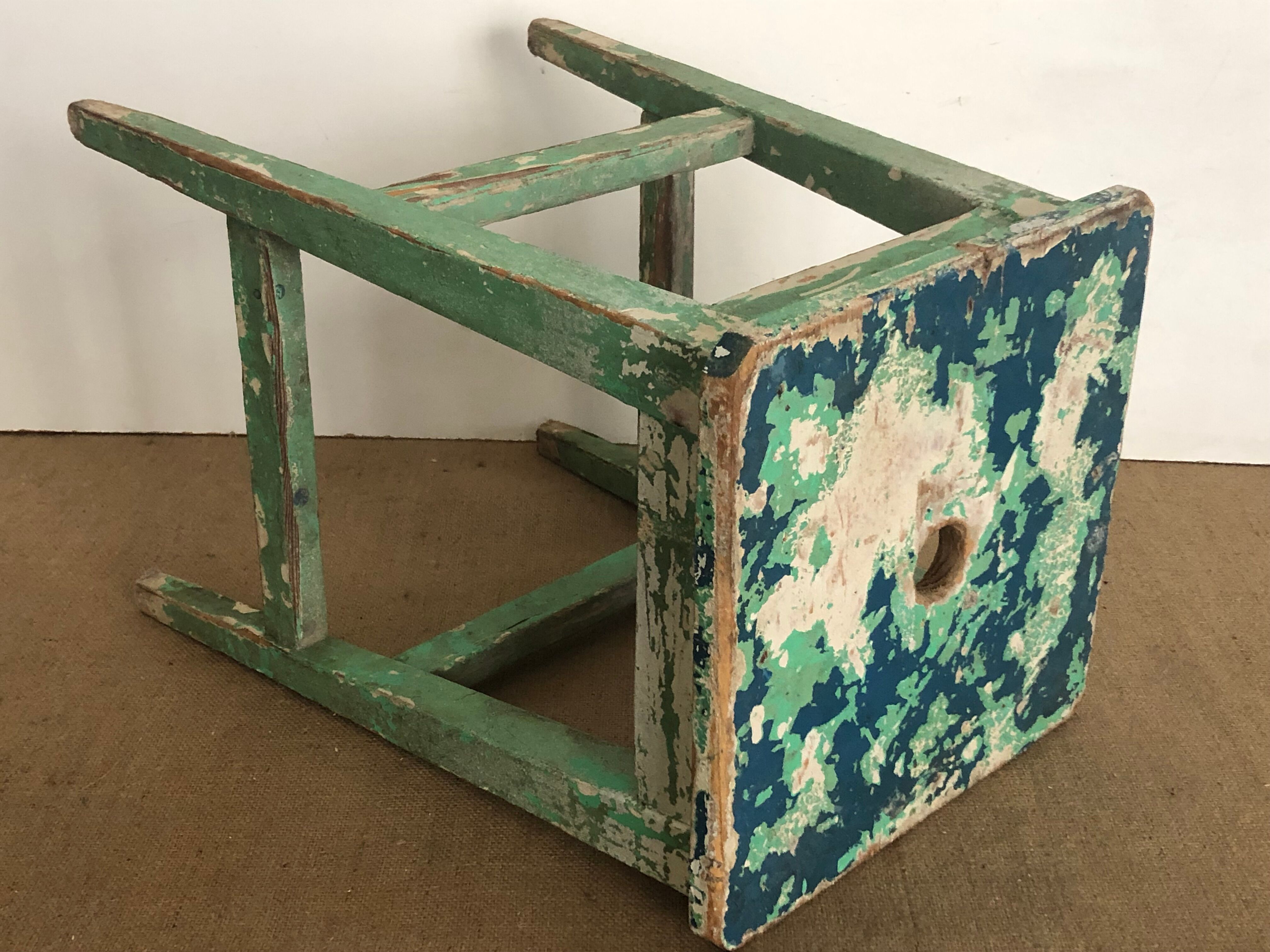 Old stool, green, wabi-sabi