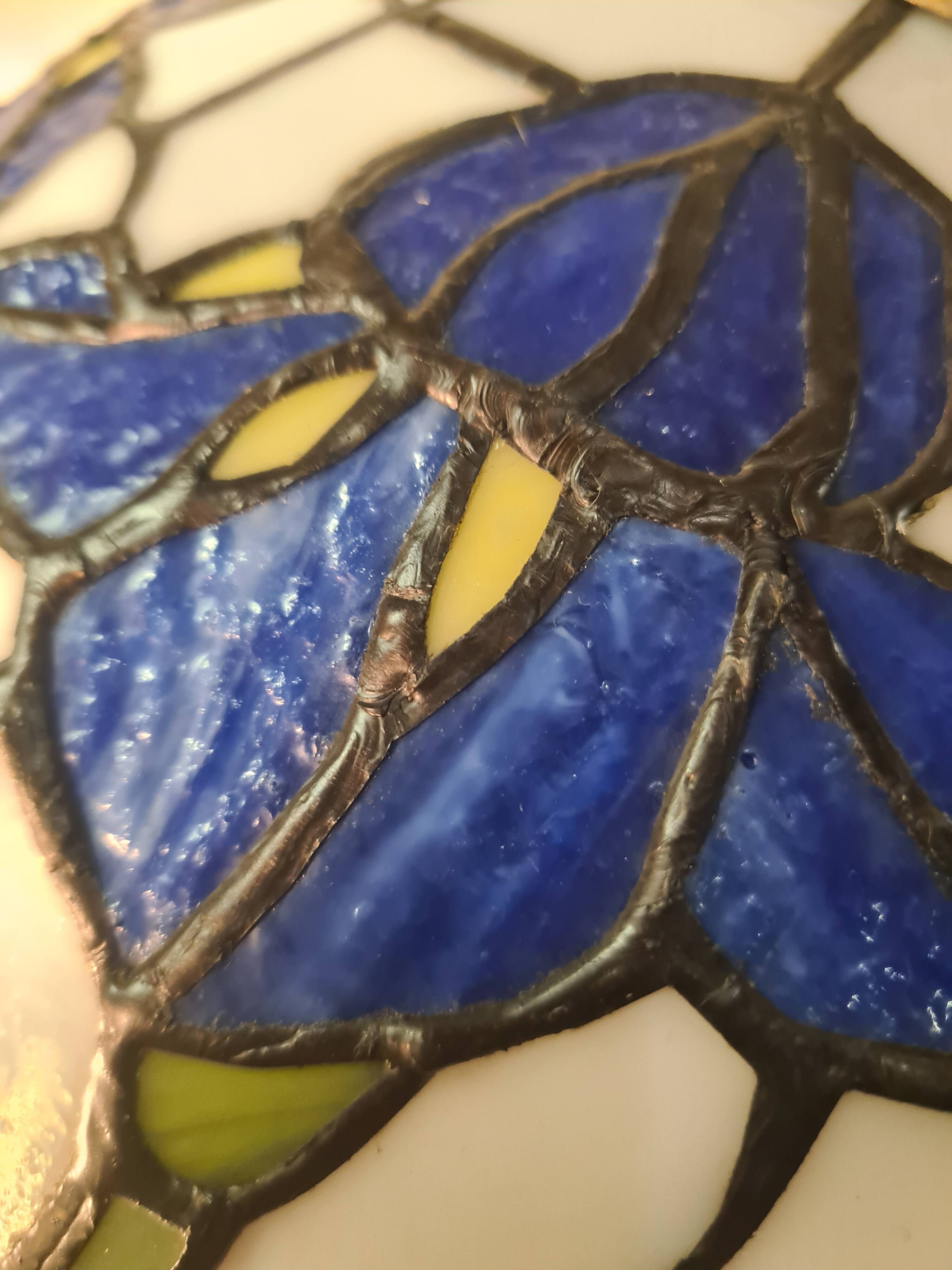 antique bronze floor lamp from the 19th century in superb condition with a beautiful iris glass shade