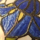 antique bronze floor lamp from the 19th century in superb condition with a beautiful iris glass shade