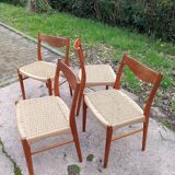 4 chaises Arne Wahl Iversen cordage neuf