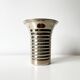 Vintage modernist striped polished aluminium vase