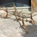 Coffee table ear of wheat in gilded metal