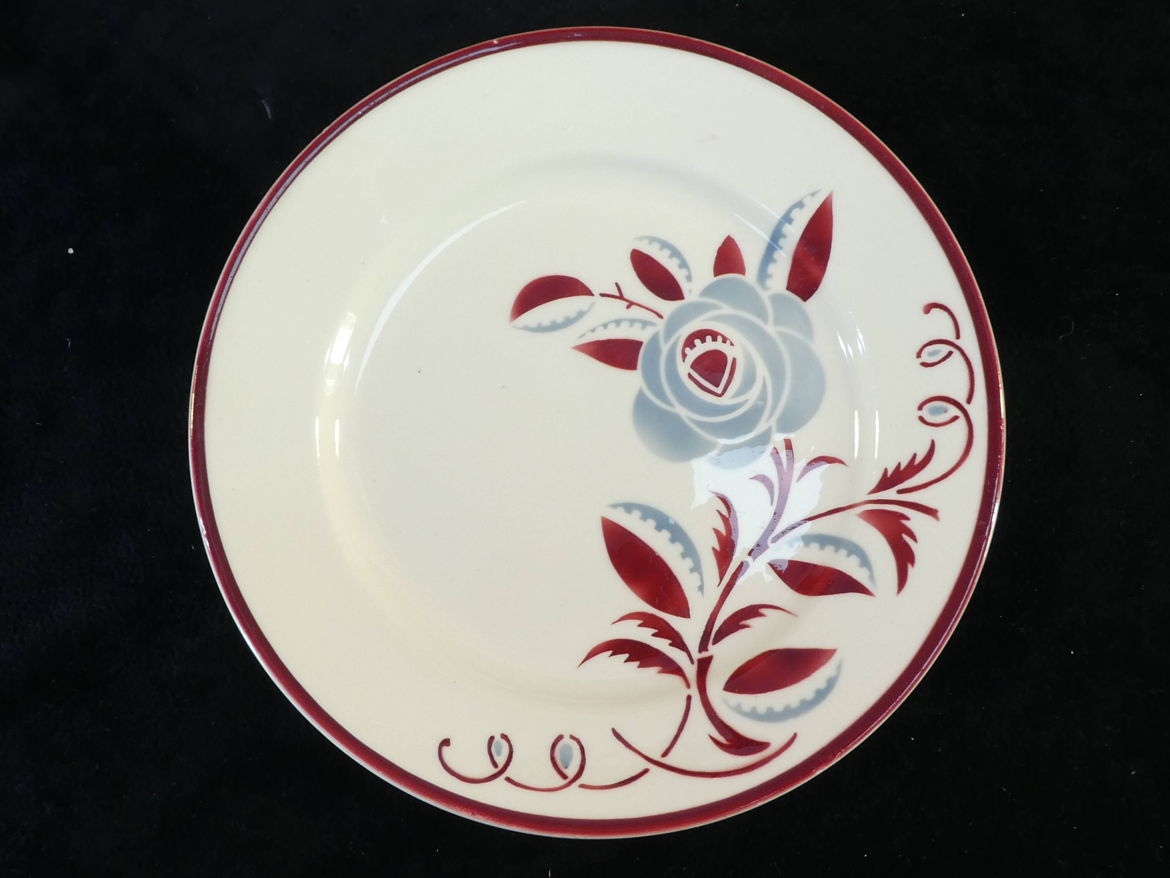 6 flat plates k and g luneville floral décor art deco model rosie