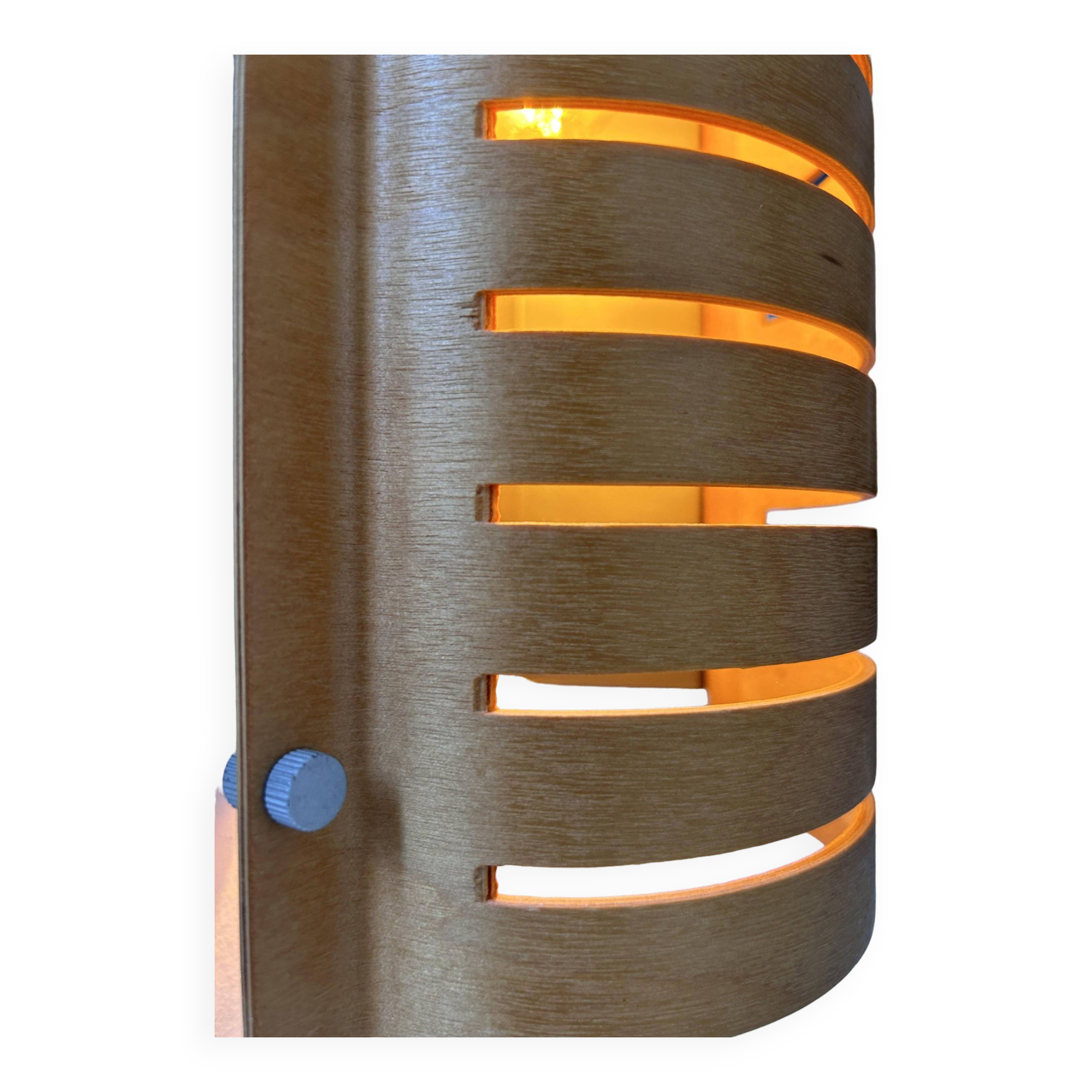 Pair of vintage wall lights, thermoformed wood, Sweden 1980s