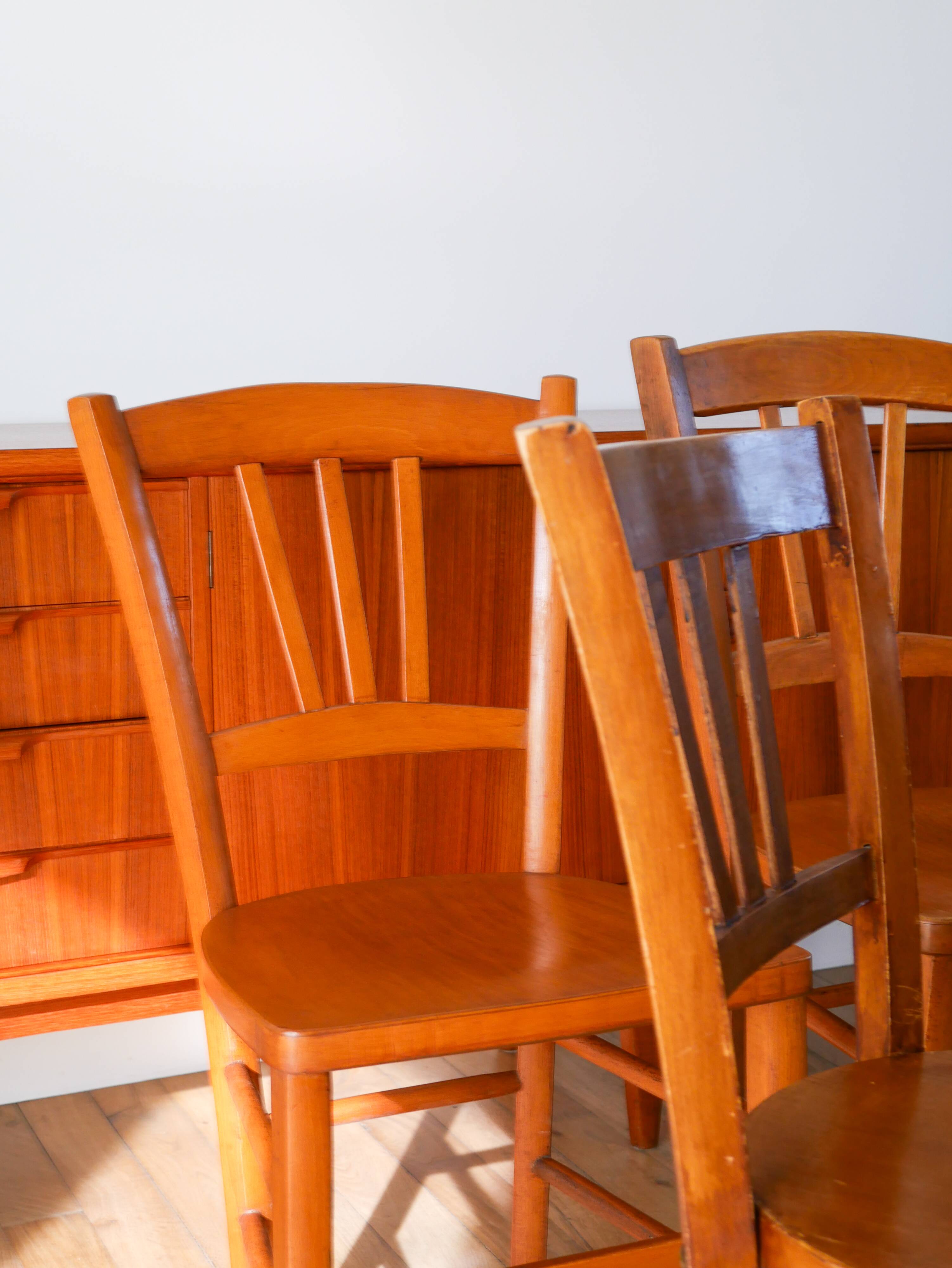 Set of 6 Luterma wooden bistro chairs 1950