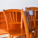 Ensemble de 6 chaises bistrot en bois Luterma 1950