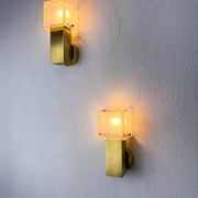 Pair of cubic Murano glass wall lights by Gaetano Sciolari, Italy, circa 1970s