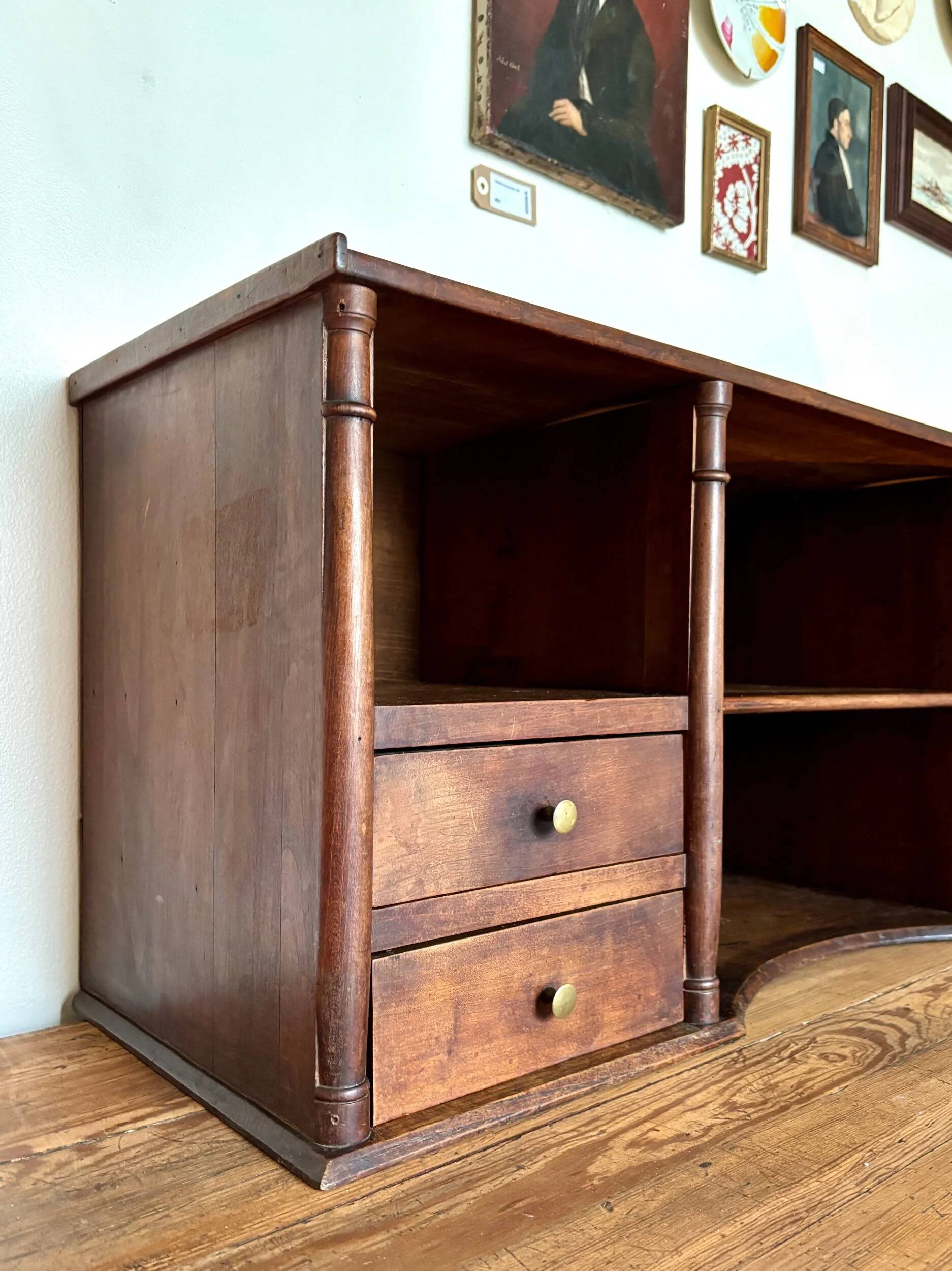 Meuble de rangement, cabinet 4 tiroirs en bois foncé