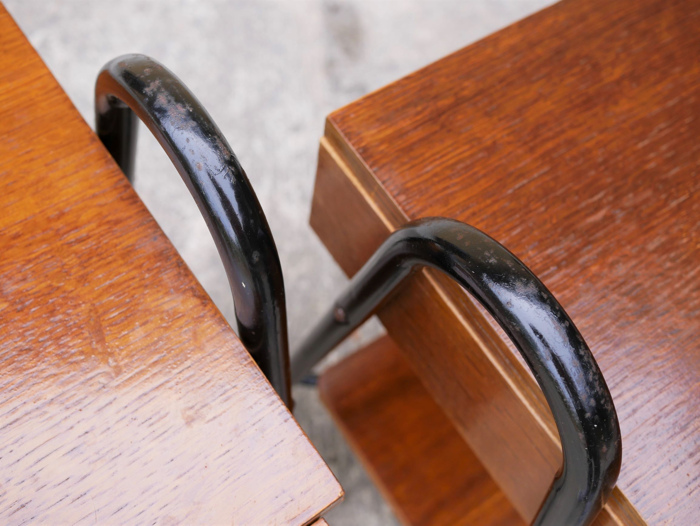 Pair of vintage bedside tables modernists wood and metal