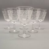 6 vintage Luminarc France arabesque 13 cl stemmed glasses