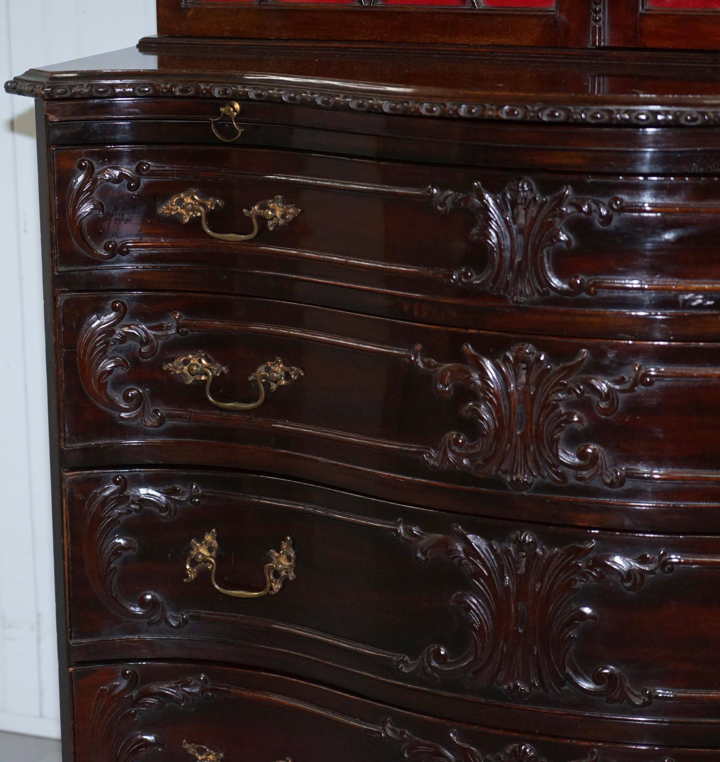George III Library Thomas Chippendale in Hardwood on Serpentine Chest of Drawers