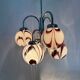 XL Italian purple and white Murano glass swirl chandelier, 1970s