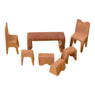 Set of miniature wooden furniture 60s