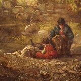 Peinture américaine paysage de campagne signée et datée 1854