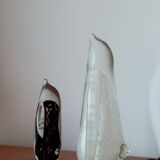 3 animal figurines of penguins in formia murano glass
