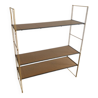Vintage 1960 String wall shelf in gold wood - 60 x 50 cm