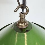 Industrial British Green Enamel Factory Pendant Lamp, 1950s